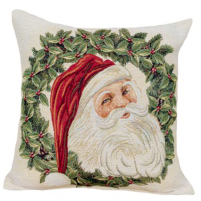Kussenhoes - Luxe gobelinstof - Kerst - Santa's Portrait - Kerstman - Kerstkrans