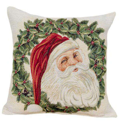 Kussenhoes - Luxe - Kerst - Santa's Portrait Kerstman - Kerstkrans | Gobelin-Tassen.nl