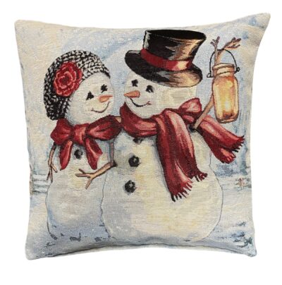 Kussenhoes - Gobelinstof - Kerst - Snowman Valentino - Sneeuwman - Sneeuwpoppen - 45 cm