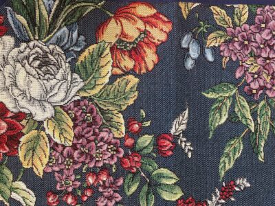 Placemat – Gobelinstof – Kate Navy - Donkerblauw met bloemen – Loper 35 x 45 cm