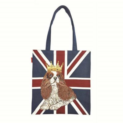 Boodschappentas - Flat bag - Union Jack - Engelse Vlag met Cavalier King Charles Spaniel