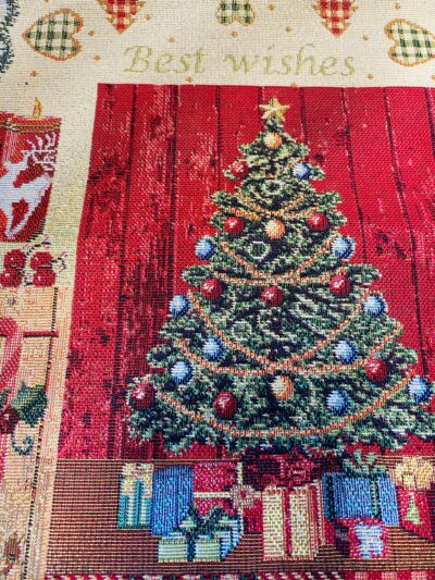 Schort - luxe Gobelinstof - Kerst - Jingle Bells - Kerstmannen - Rood - 85 x 70 cm