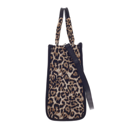 Signare - Luxe City Bag - gobelinstof - Leopard - Luipaard - Bruine vlekken