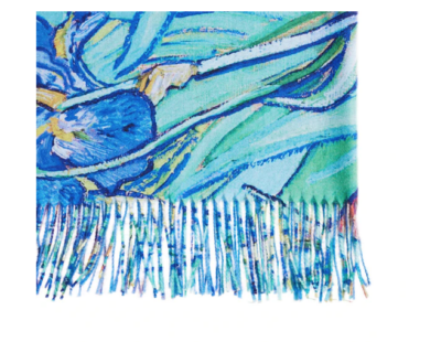 Sjaal - Pashmina - Kunst - Van Gogh -Iris - 70 x 200 cm met 10 cm franjes.