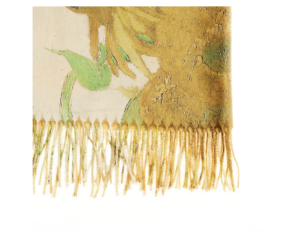 Sjaal - Pashmina - Kunst - Van Gogh Sunflower, Zonnebloem - 70 x 200 cm met 10 cm franjes.