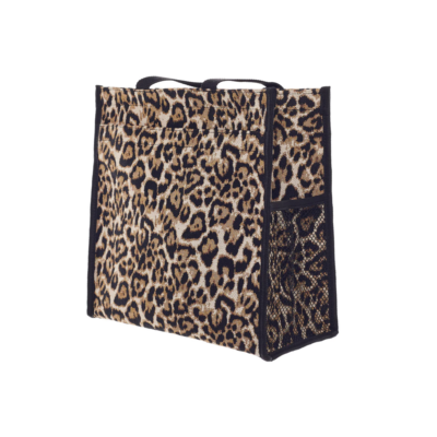 Cityshopper - Schoudertas - luxe gobelinstof – Leopard – Luipaard – Bruine vlekken