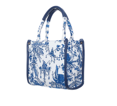 Signare – Luxe City Bag – Small – gobelinstof – Chinoiserie - Blue - Blauw